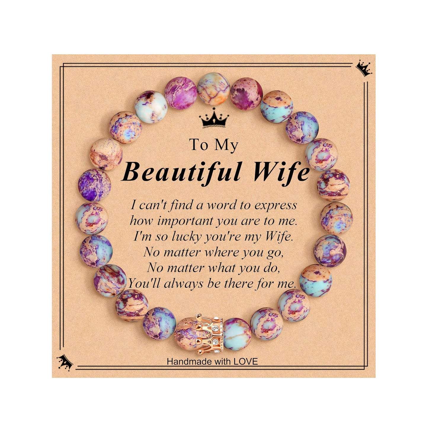 Elegant Crown Brass Bracelet with Natural Agate and Rhodochrosite Beads for Women