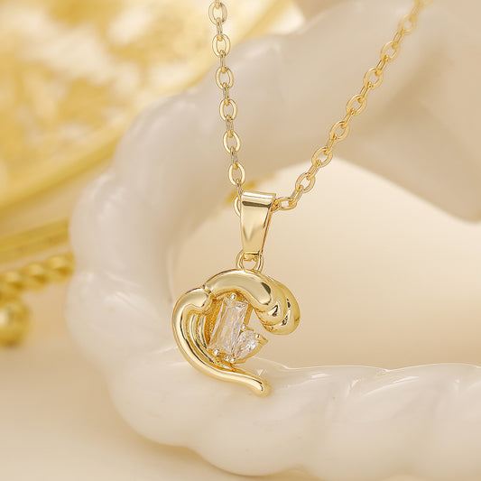 Collana da Donna Minimalista con Ciondolo Geometrico Irregolare in Zircone e Rame