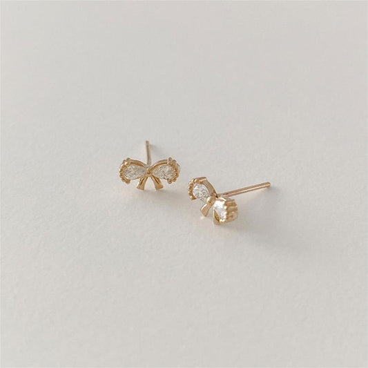 Minimalist Sweet 925 Sterling Silver Geometric Cubic Zirconia Stud Earrings