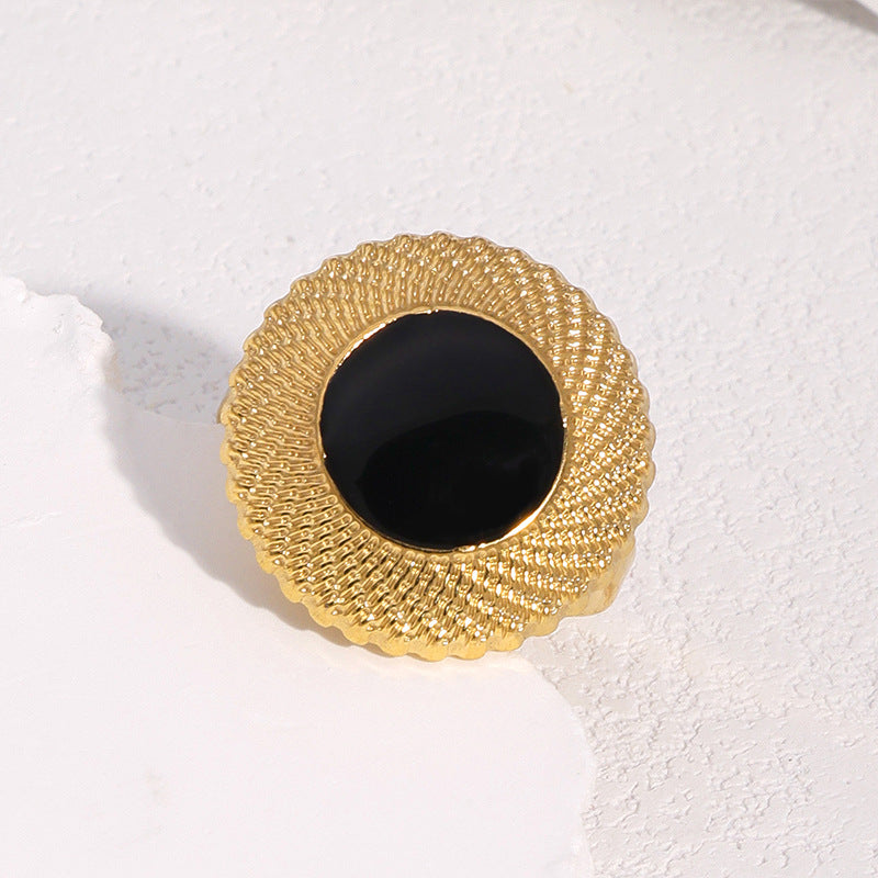 Vintage French Minimalist Geometric Open Ring 18K Gold Plated Stainless Steel Jewelry for Women