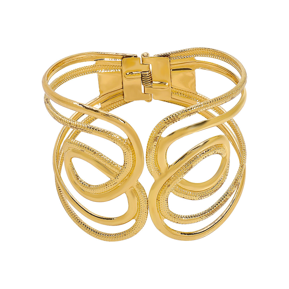 Pulsera vintage minimalista geométrica de muelle abierto para mujer hecha de hierro con acabado chapado