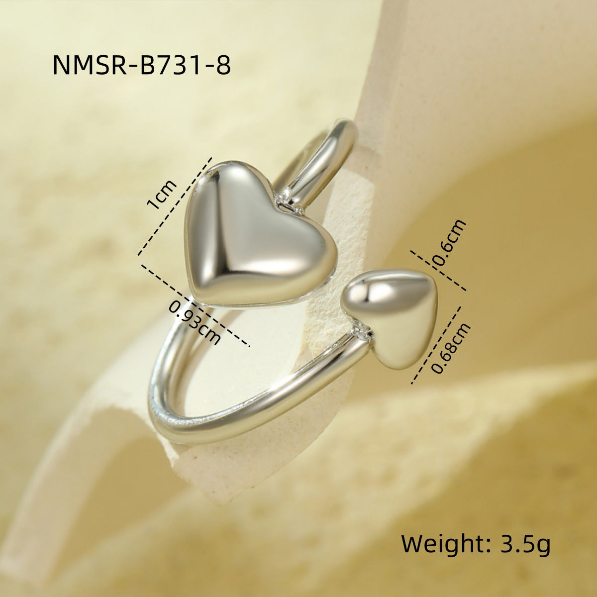 Geometric Stainless Steel Open Ring with Plated Finish for Women, Irregular Shape Fashionable Office Wear Jewelry