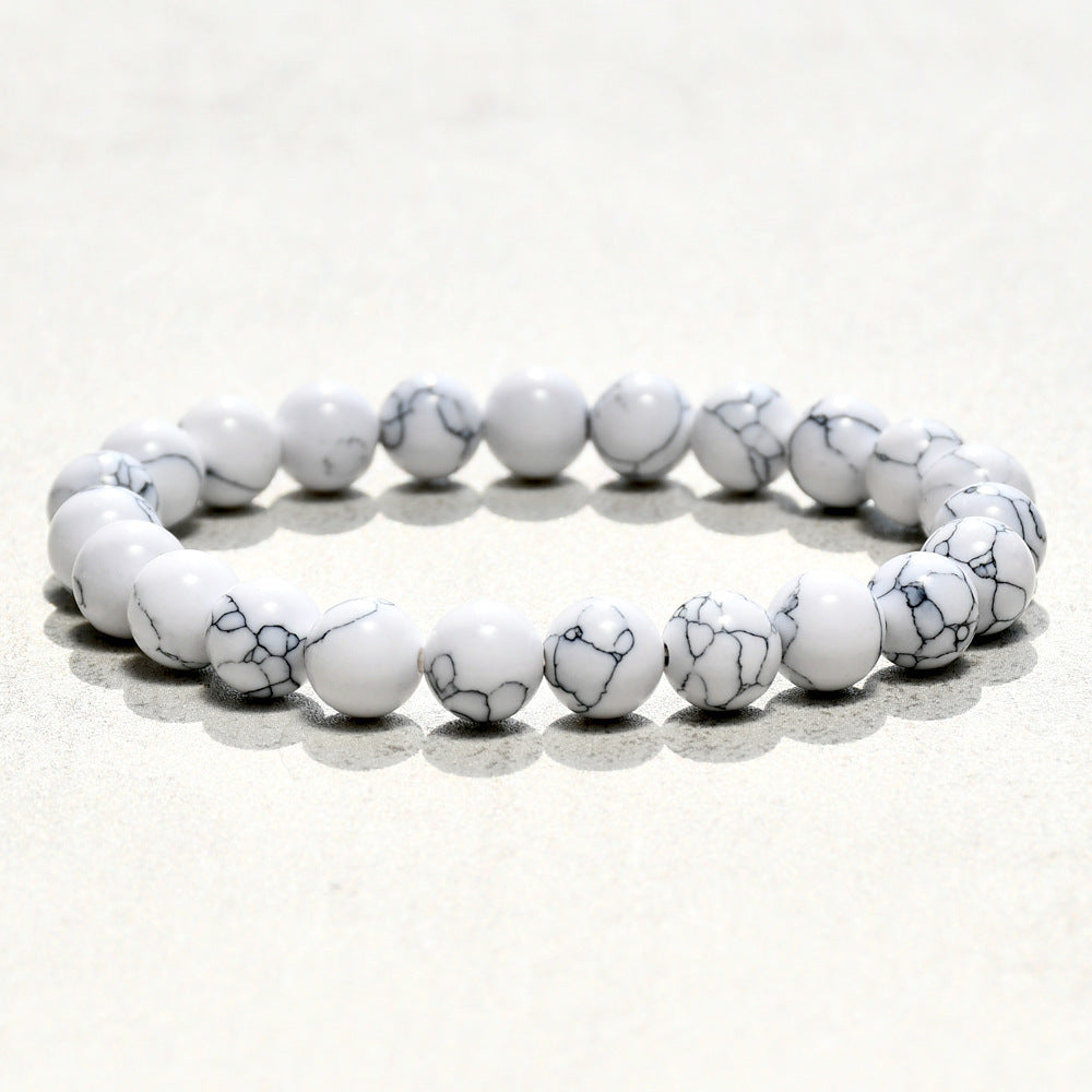 Minimalist Geometric Natural Agate Tourmaline Pink Crystal Beaded Bracelet Unisex Handmade Jewelry