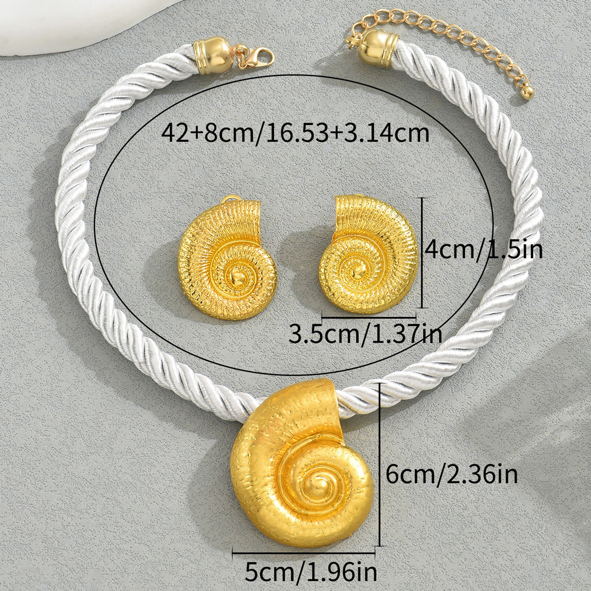 Fashionable Seashell-Shaped Alloy Pendant Necklace and Earrings Set for Women with Plated Finish