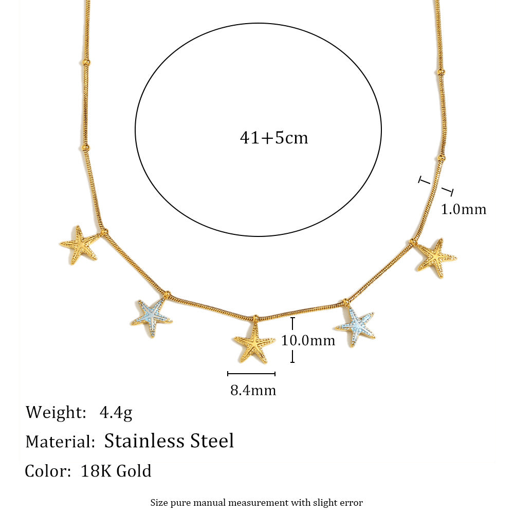 Collana con Pendente a Stella in Acciaio Inossidabile alla Moda con Placcatura in Oro 18K da Donna