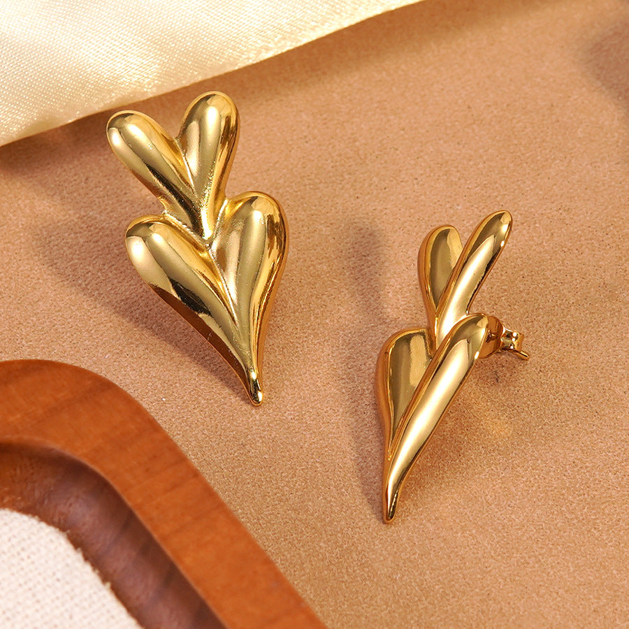Luxury Geometric Heart Stainless Steel Earrings for Women