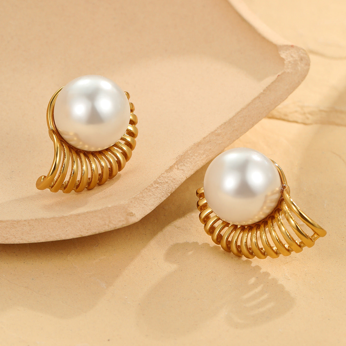 Pendientes de Acero Inoxidable Geométricos de Moda con Acabado Chapado para Mujer