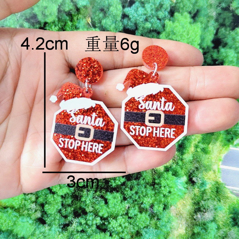 Orecchini in Acrilico a Tema Natalizio con Cappello da Babbo Natale, Albero e Pupazzo di Neve per Donna, Gioielli Festivi per le Feste