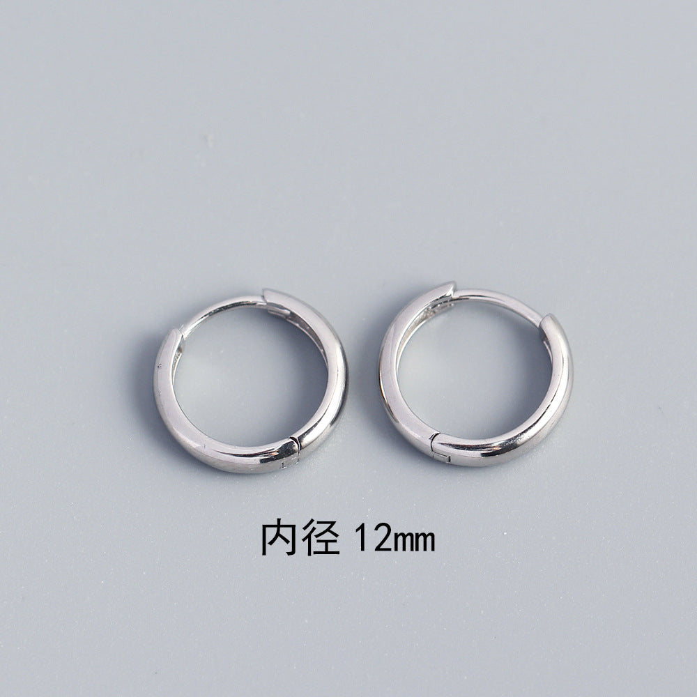 Minimalist Geometric Shaped S925 Sterling Silver Hoop Earrings with Plated Finish