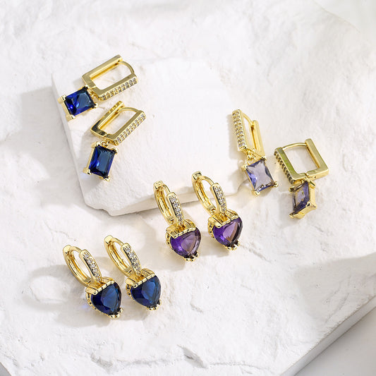 Minimalist Geometric Earrings for Women Made of Brass with 18K Gold Plating and Micro-Paved Zirconia