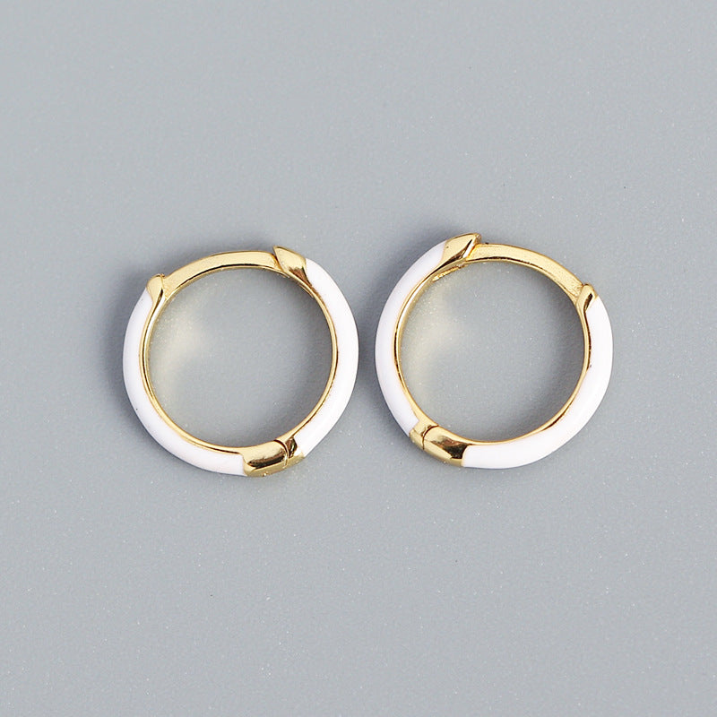 Orecchini a cerchio in argento Sterling S925 geometrici minimalisti rivestiti in resina con finitura premium
