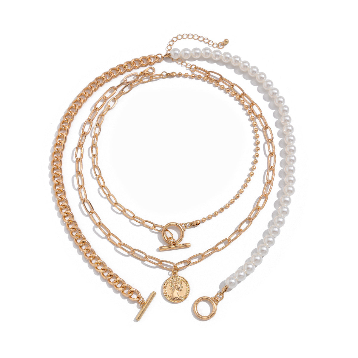 Luxury Elegant Multi-Layer Imitation Pearl Alloy Teardrop Pendant Necklace for Women