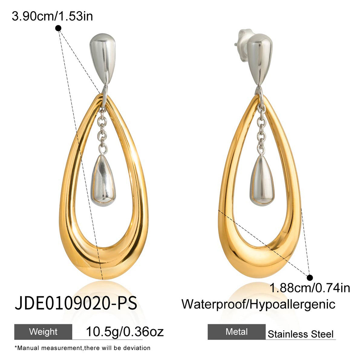 Pendientes Minimalistas Geométricos de Acero Inoxidable con Acabado Chapado para Mujer, Ligeros Hipoalergénicos con Broche