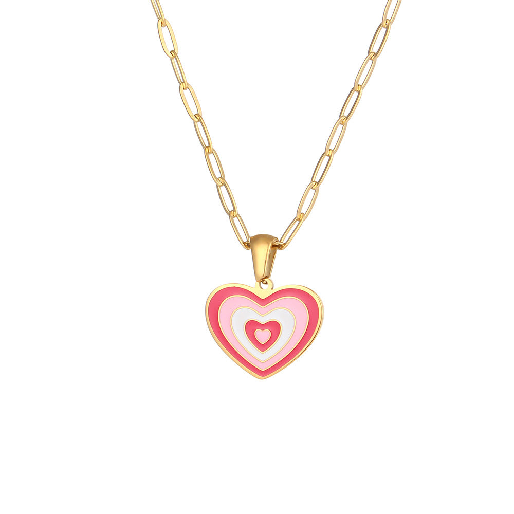 Collana con Ciondolo a Angelo Geometrico Minimalista in Acciaio al Titanio Placcato Oro 18K, Design Cuore e Libellula da Donna