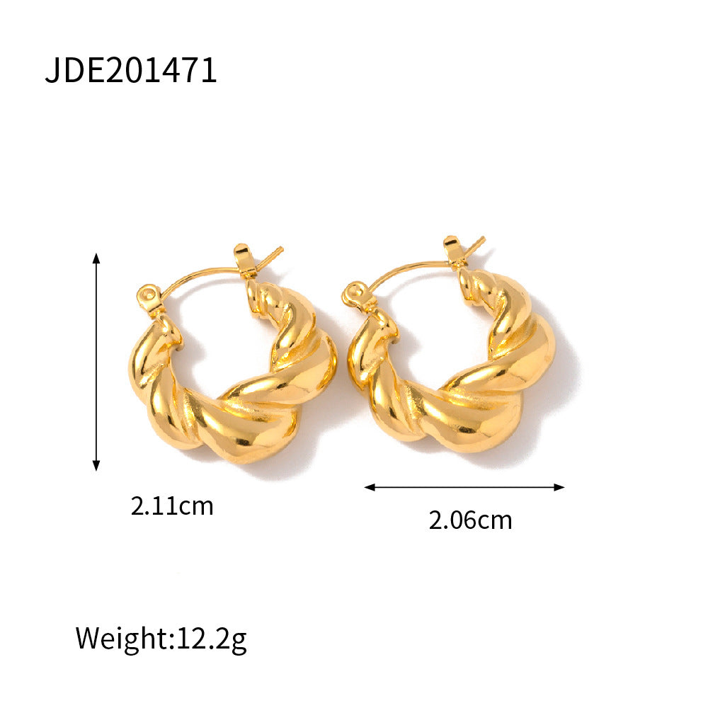 Orecchini a Cerchio Geometrici Minimalisti di Lusso in Acciaio Inossidabile Placcato Oro 18K da Donna