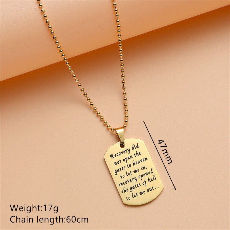 Collana Minimalista con Piastrina Geometrica in Acciaio Inossidabile con Finitura Placcata, Unisex
