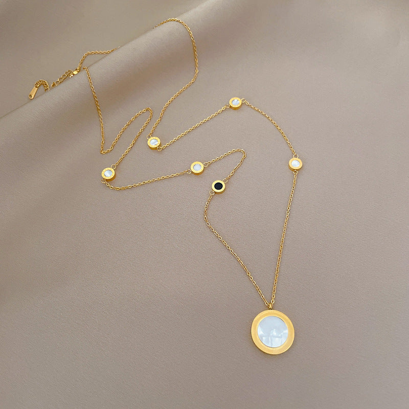 Minimalist Geometric Titanium Steel Pendant Necklace with Gold Plating for Women and Men