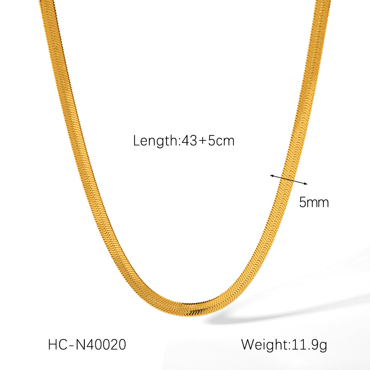 Trendy Geometric Double Layer Flat Snake Chain Necklace 18K Gold Plated Stainless Steel Blade Chain Jewelry for Women