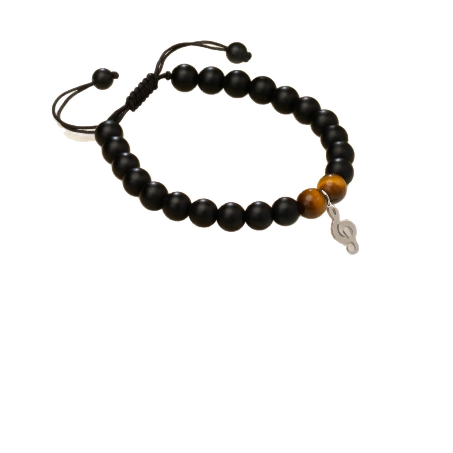 Minimalist Geometric Crystal Bracelet with Music Note Charm Unisex Handmade Jewelry