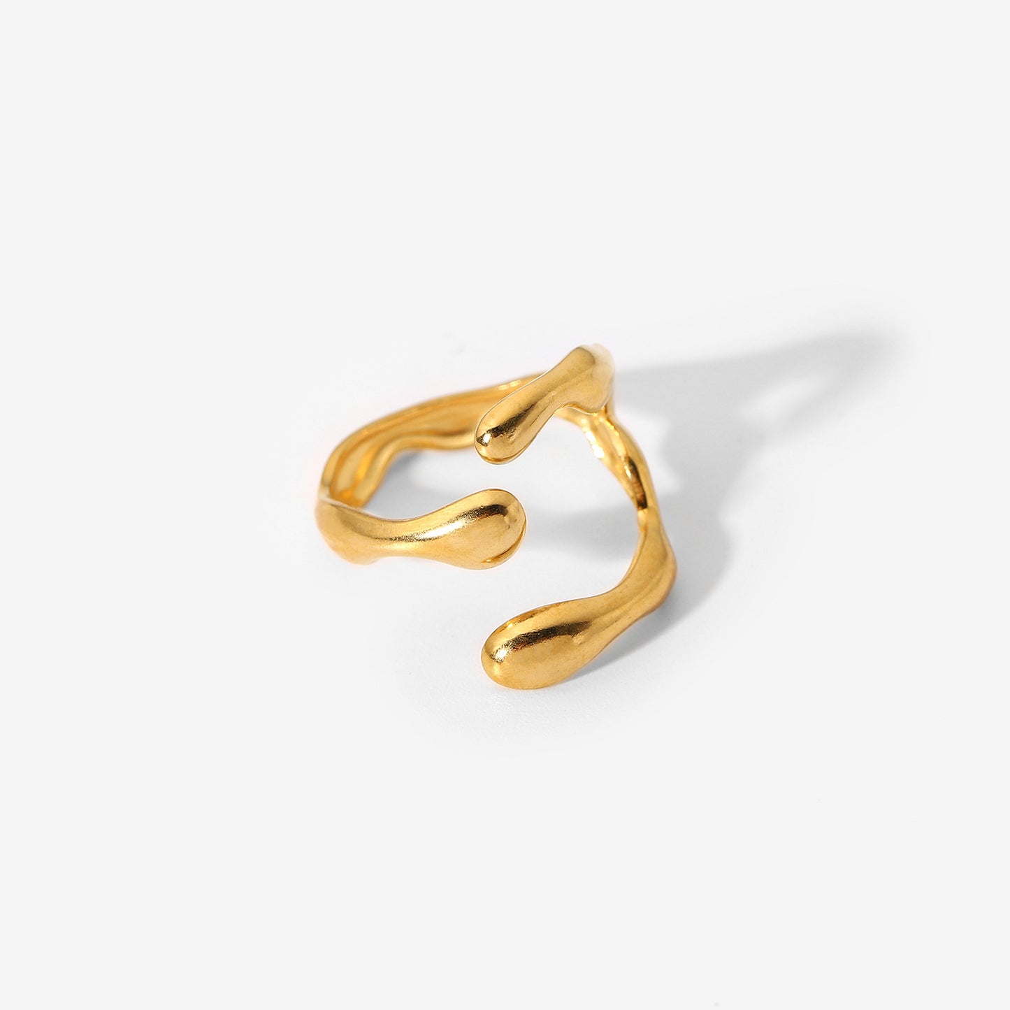 Fashion Business Casual Teardrop Geometric Plated Stainless Steel Ring for Women