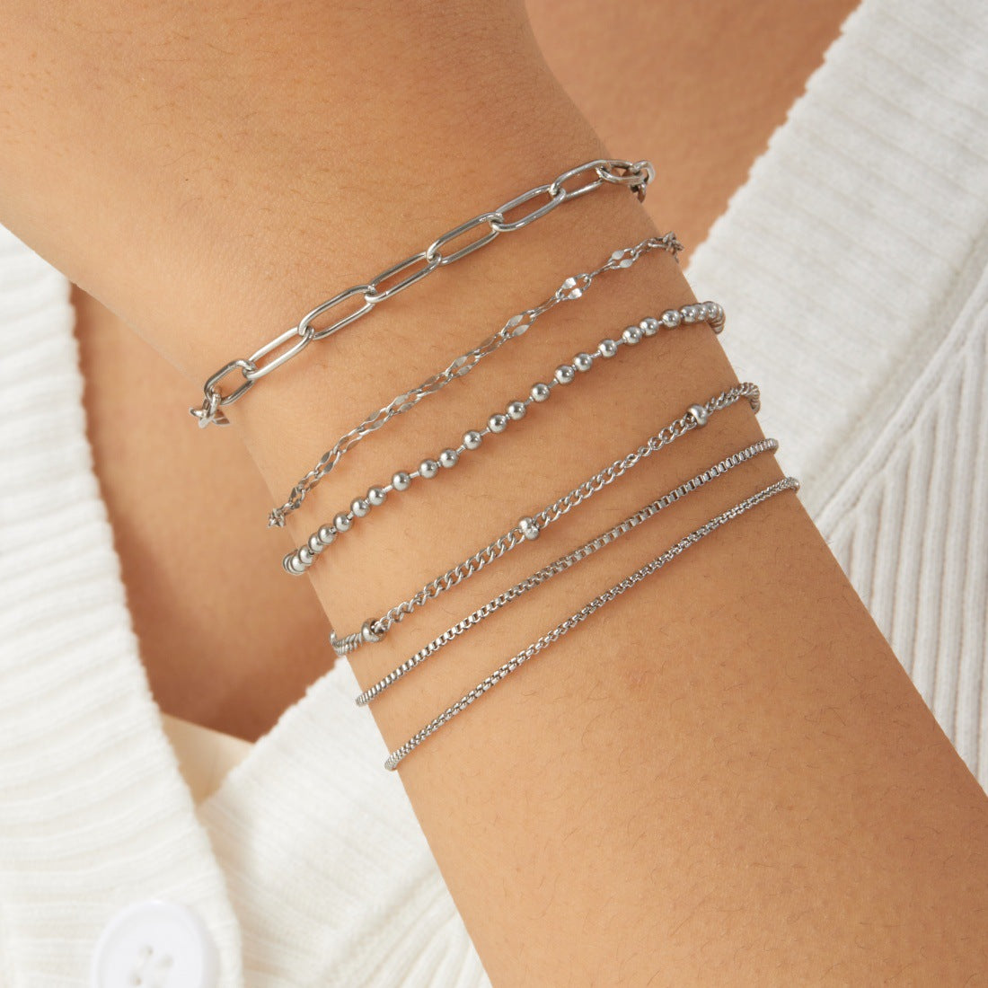 Minimalist 18K Gold Plated Stainless Steel Figaro Chain Bracelet for Women