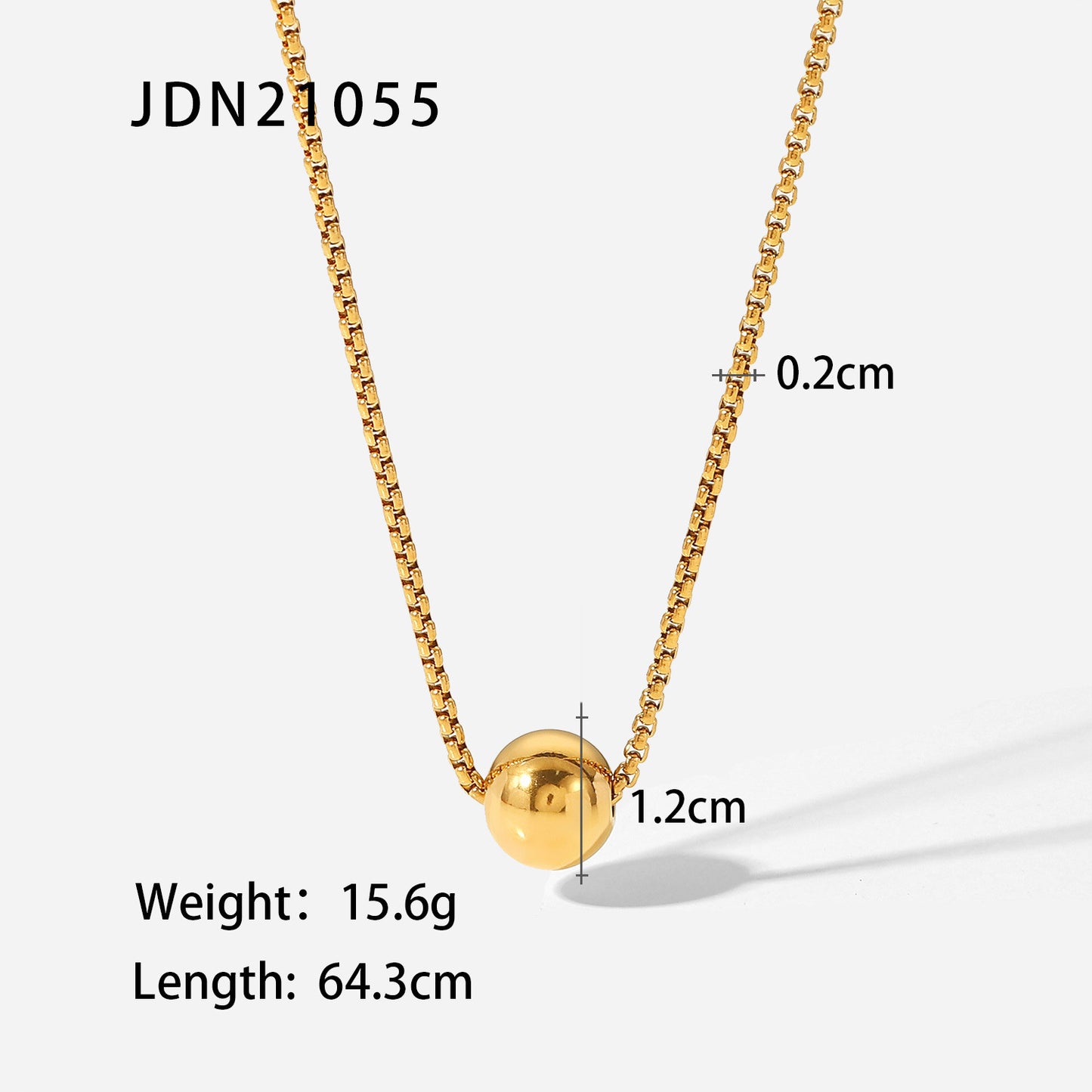 Minimalist Geometric Gold Ball Pendant Necklace 18K Gold Plated Stainless Steel Box Chain Pull-Adjustable Women Jewelry