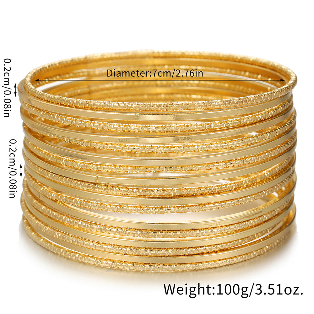 Elegant Geometric Round Plated Iron Bangle Set for Women