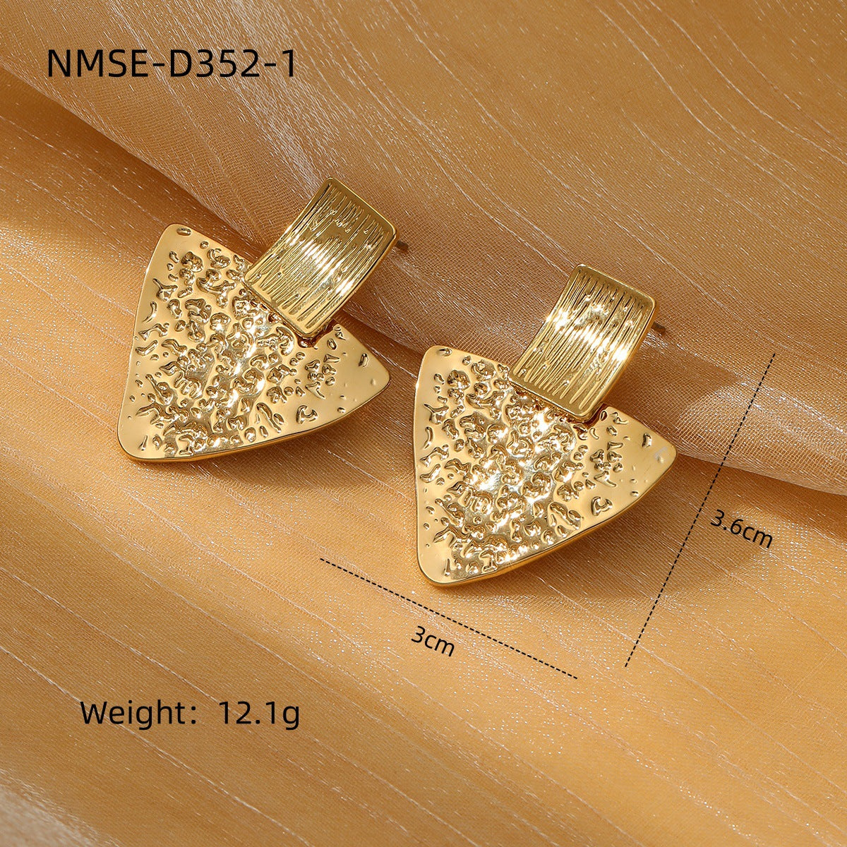 Orecchini minimalistici geometrici triangolari e quadrati in acciaio inossidabile con placcatura in oro 18 carati da donna