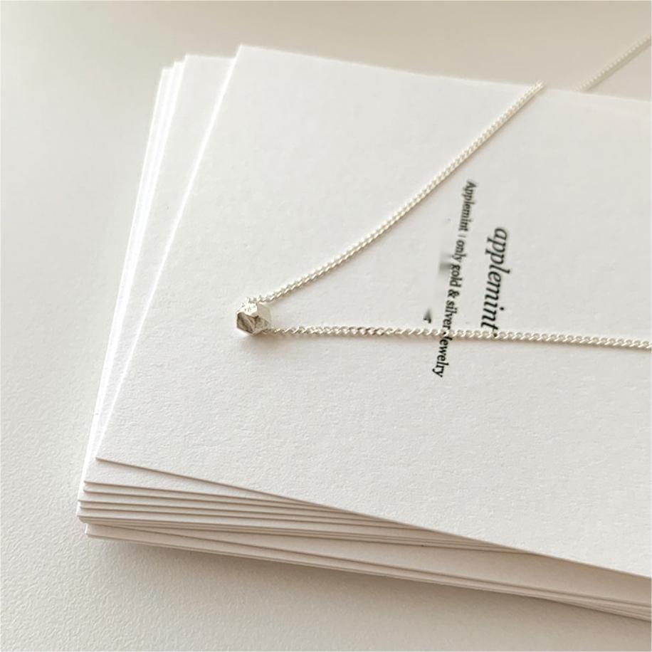 Minimalist Geometric Square-Cut Pendant Necklace in 925 Sterling Silver with Rhodium Plating and Rainbow Accents on Snake Chain
