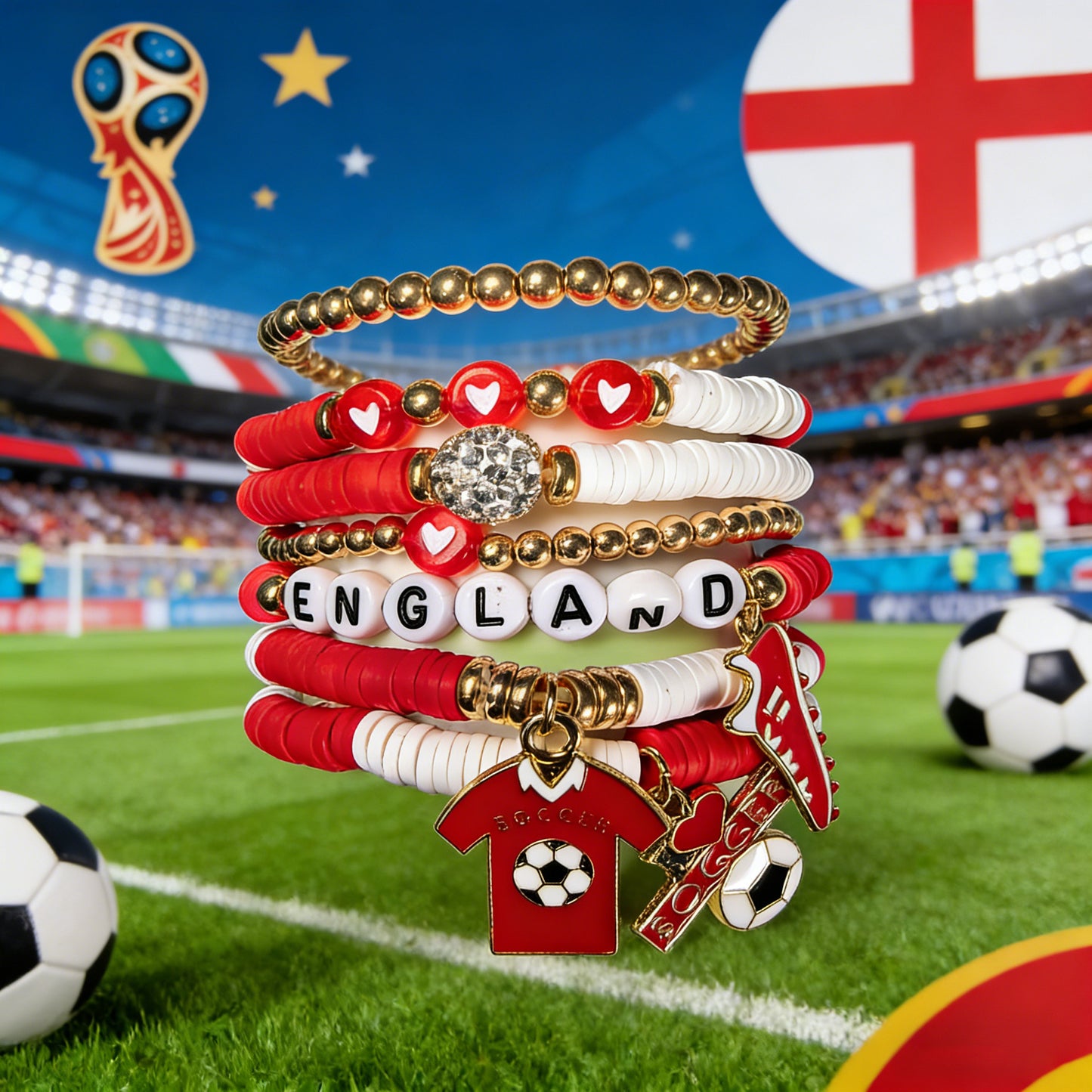 Vintage Handmade Resin Bracelet Unisex World Cup Fan Jewelry