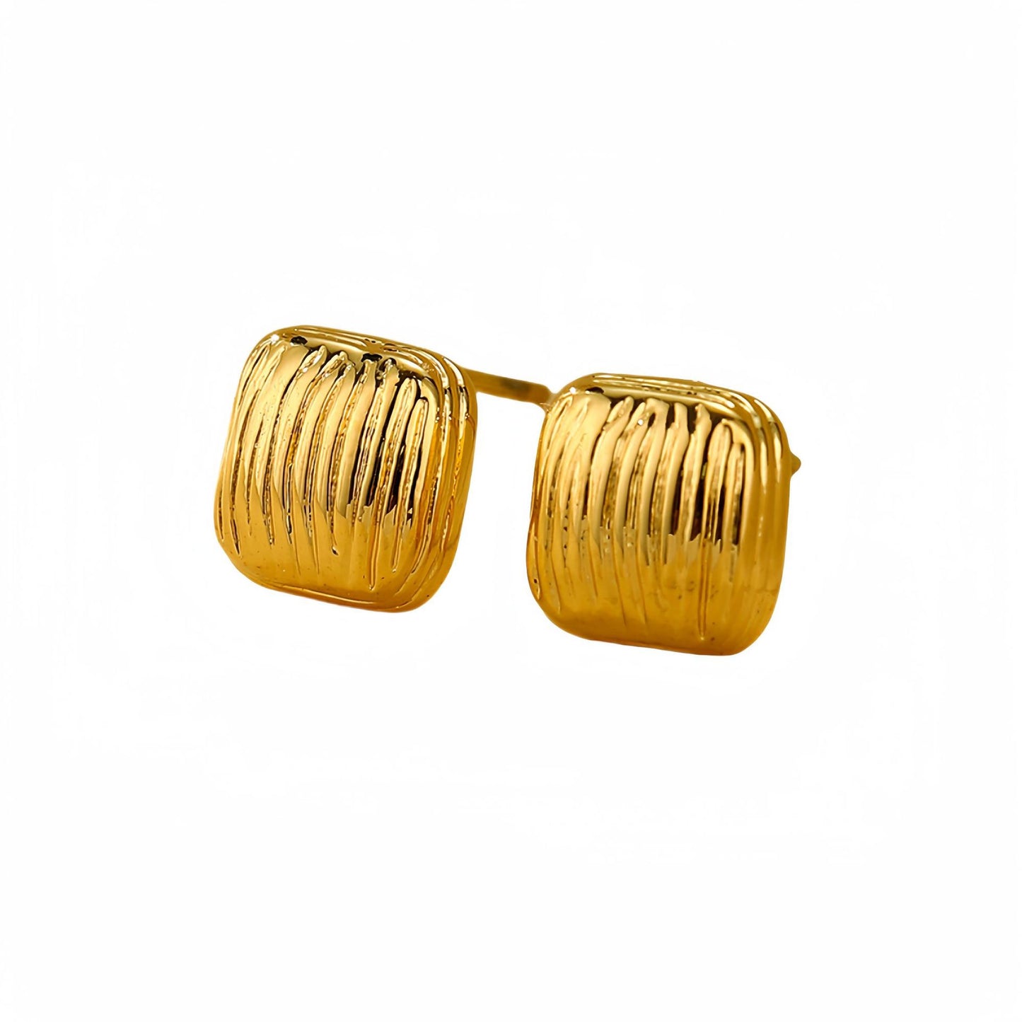 Pendientes cuadrados plisados geométricos minimalistas de acero de titanio para mujer, de acero inoxidable hipoalergénico, joyería de moda para oreja