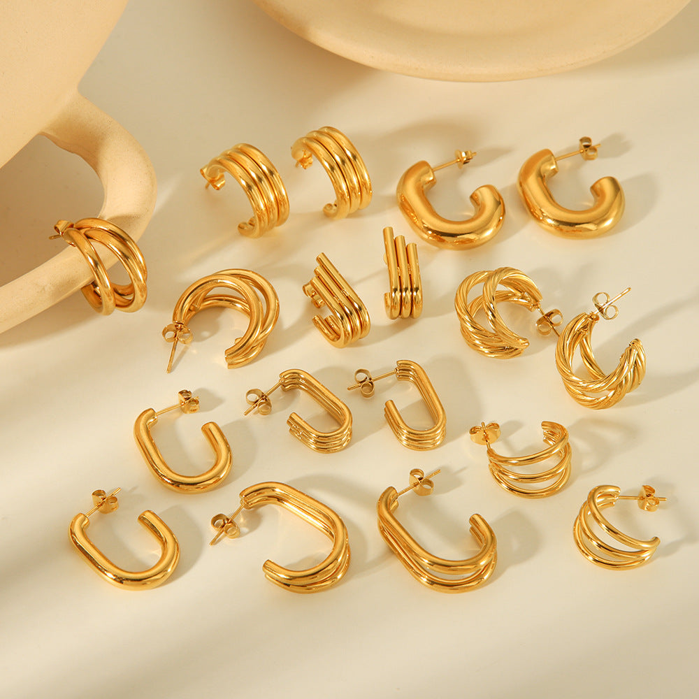 Geometric Stainless Steel Hypoallergenic Coil Earrings for Women with Plated Finish