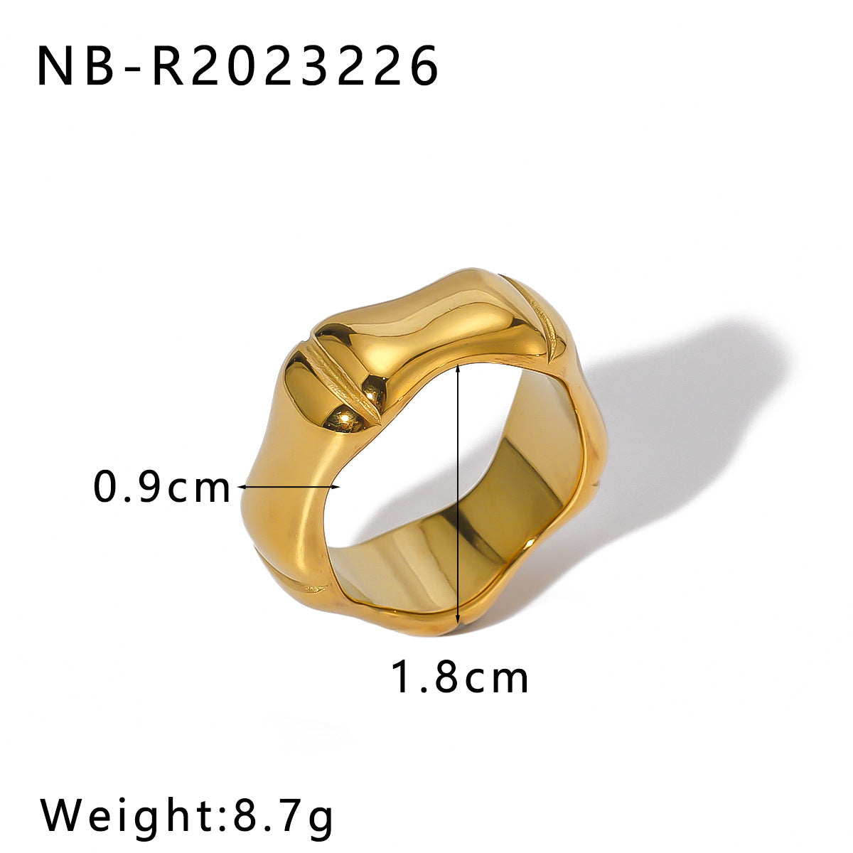 Minimalist Geometric Heart-Shaped Stainless Steel Ring with 18K Gold Plating for Women and Men