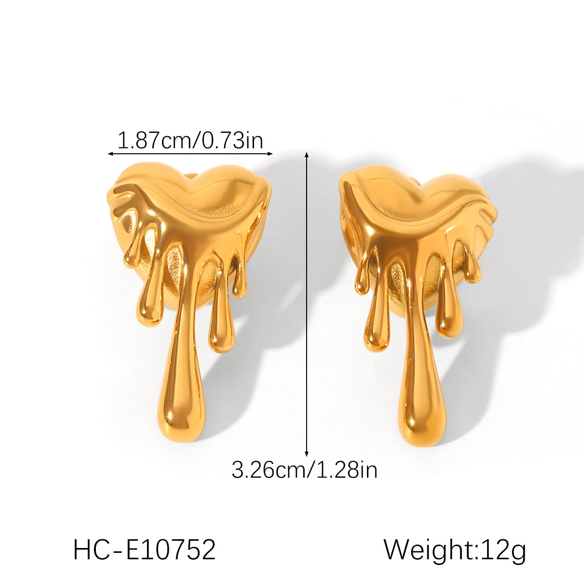 Melting Heart Shape Stainless Steel Earrings for Women with Plated Finish Inspired Minimalist Jewelry