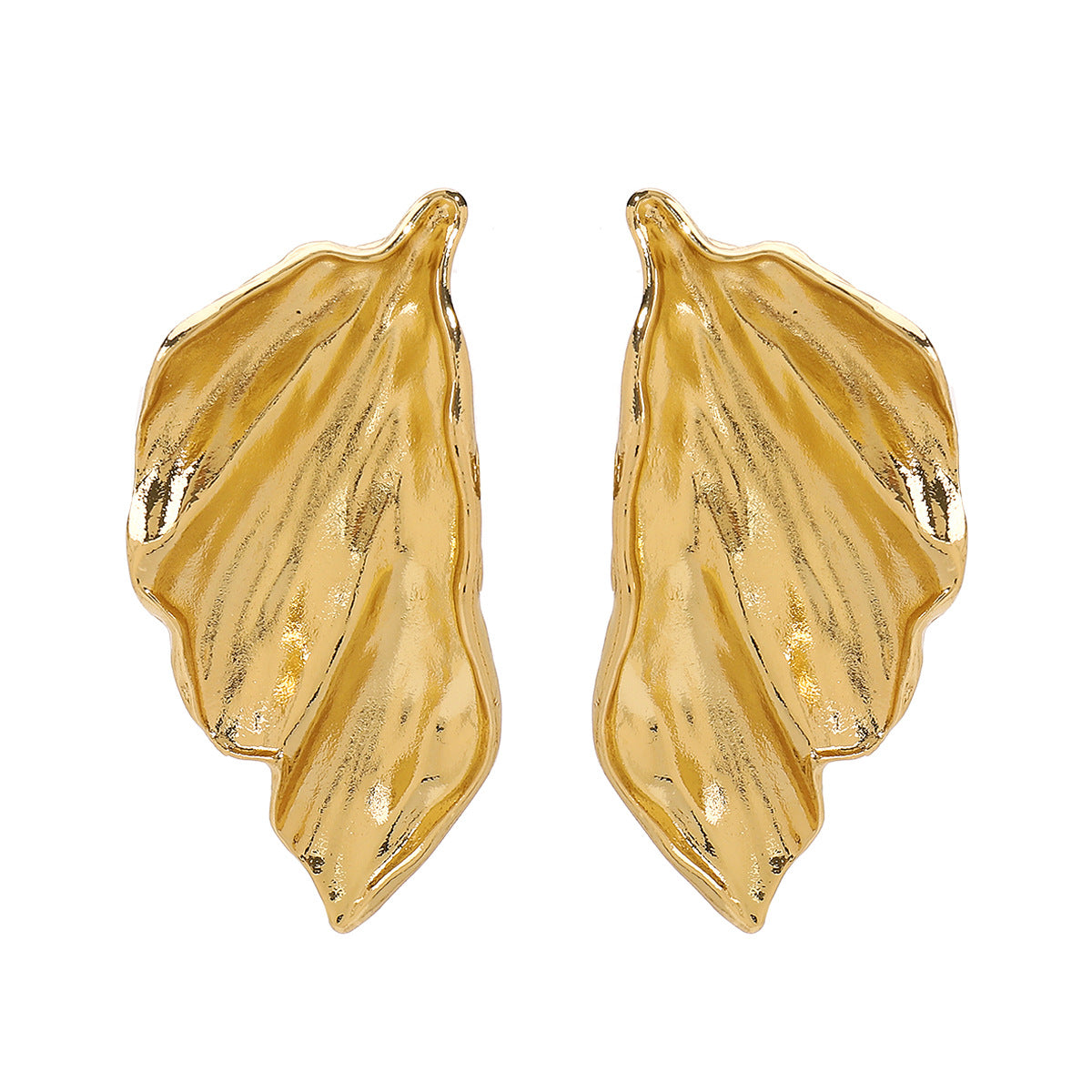 Pendientes de aro de metal geométricos para mujer con acabado galvanizado y diseño brillante irregular