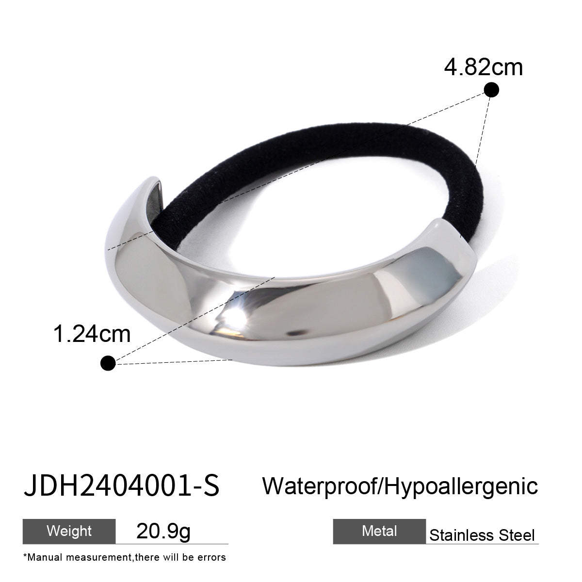 Minimalist Geometric Stainless Steel Hair Tie with Plated Finish for Ponytail
