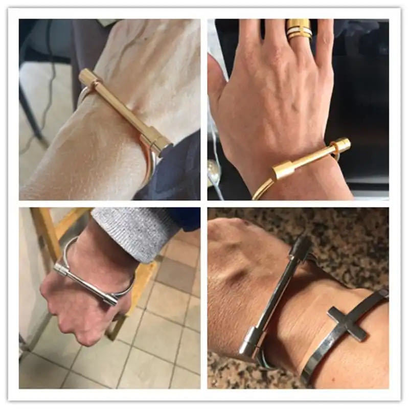 Geometric Stainless Steel Plated Horseshoe Bracelet