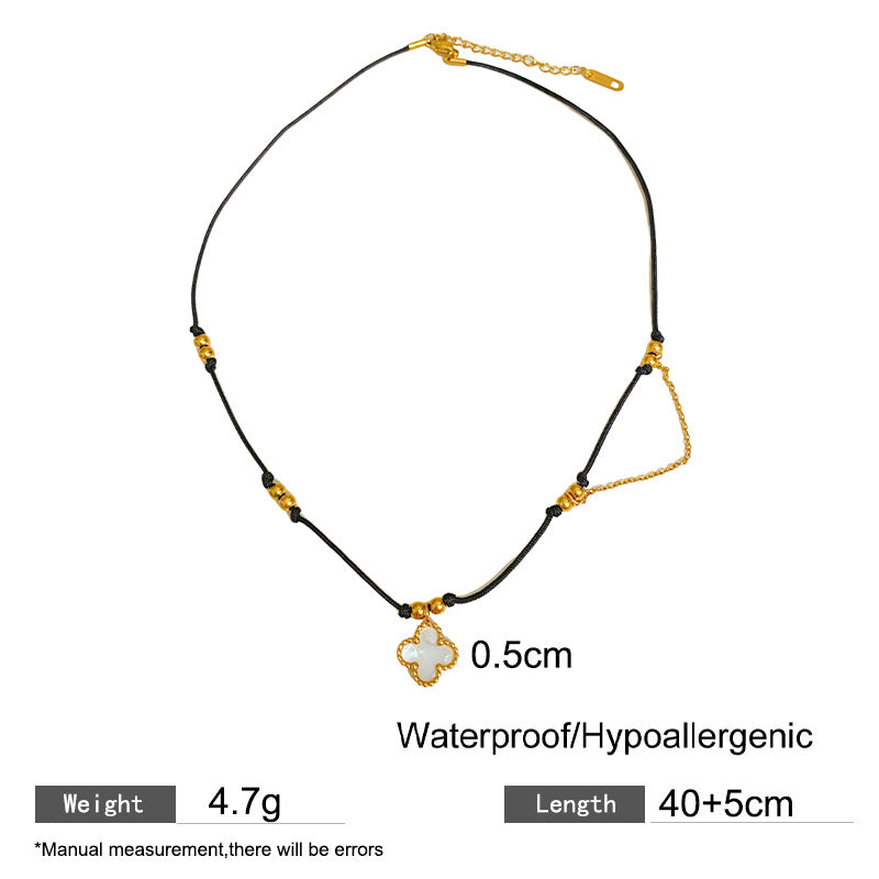 Vintage Titanium Steel Square Pendant Necklace with Round Elements Plated Finish Unisex Chain