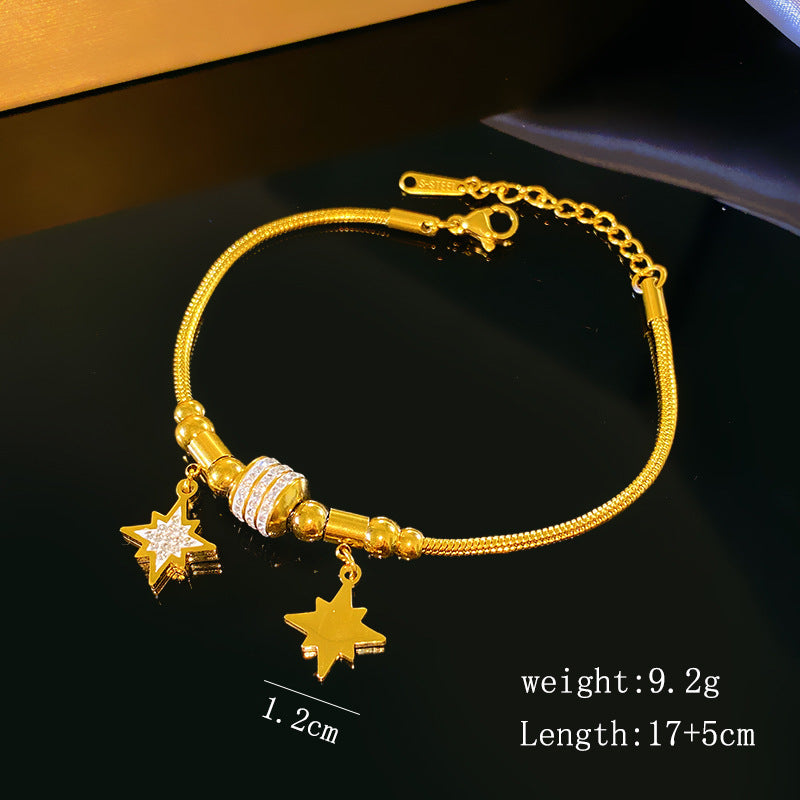 Luxury Geometric Titanium Steel 18K Gold Plated Bracelet for Women