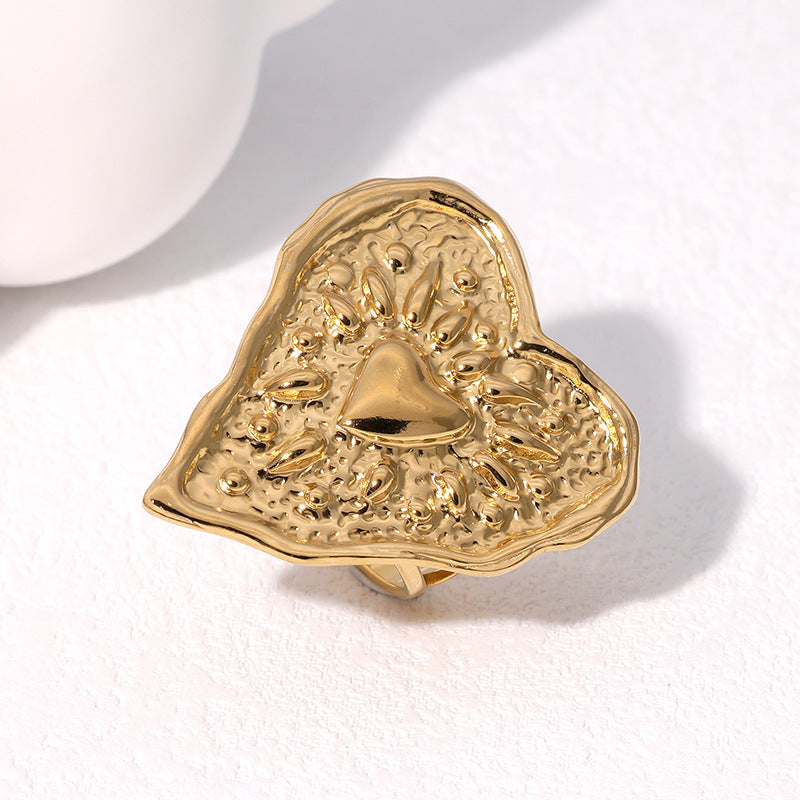 Minimalist Heart-Shaped Stainless Steel Plated Gold Ring for Women with Luxe Minimalist Aesthetic