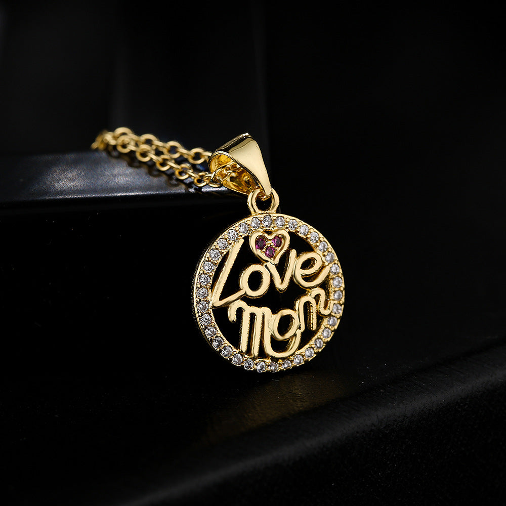 Collana Pendente a Cuore Minimalista in Rame Placcato Oro 18K con Intarsio di Zirconi da Donna