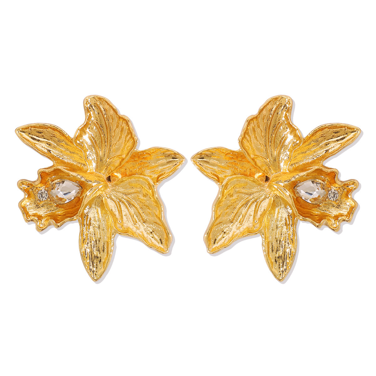 Pendientes de Aleación con Diseño Floral Geométrico Vintage para Mujer con Detalles de Diamantes de Imitación y Acabado Bañado