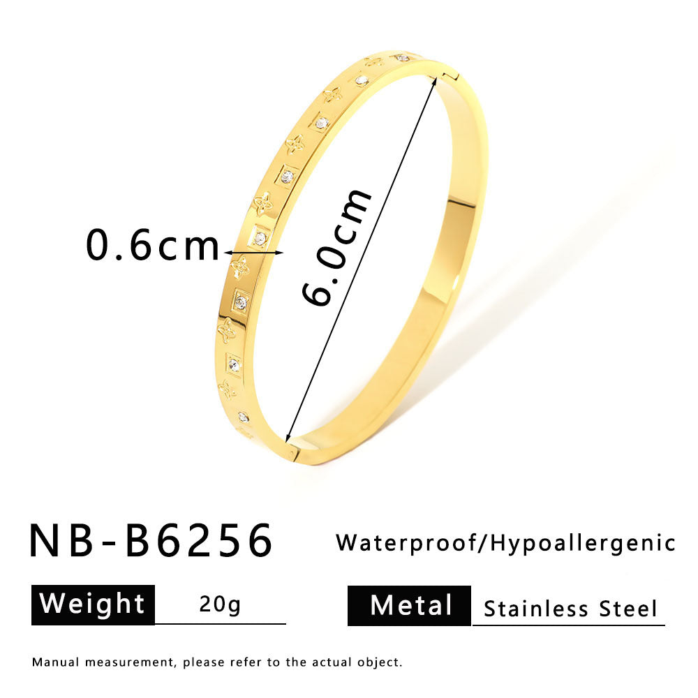 Bracciale Minimalista Stella Luna Occhio Ottagramma in Acciaio Inossidabile con Placcatura Oro 18K