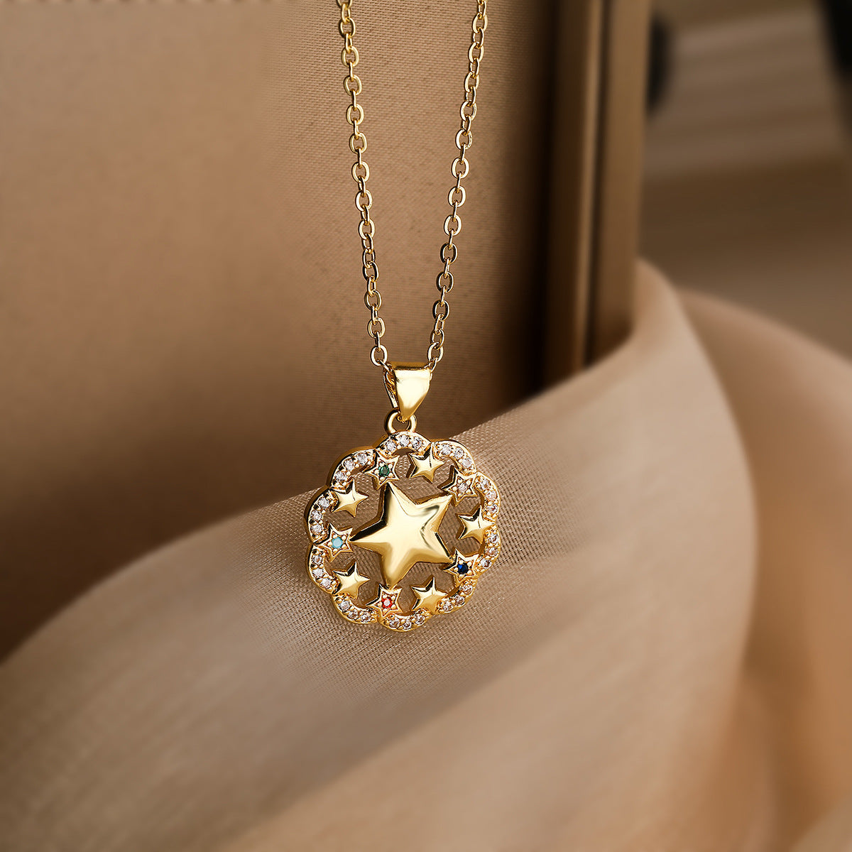 Minimalist Geometric Heart and Butterfly Pendant Necklace for Women in Copper with 18K Gold Plating and Zircon Inlay