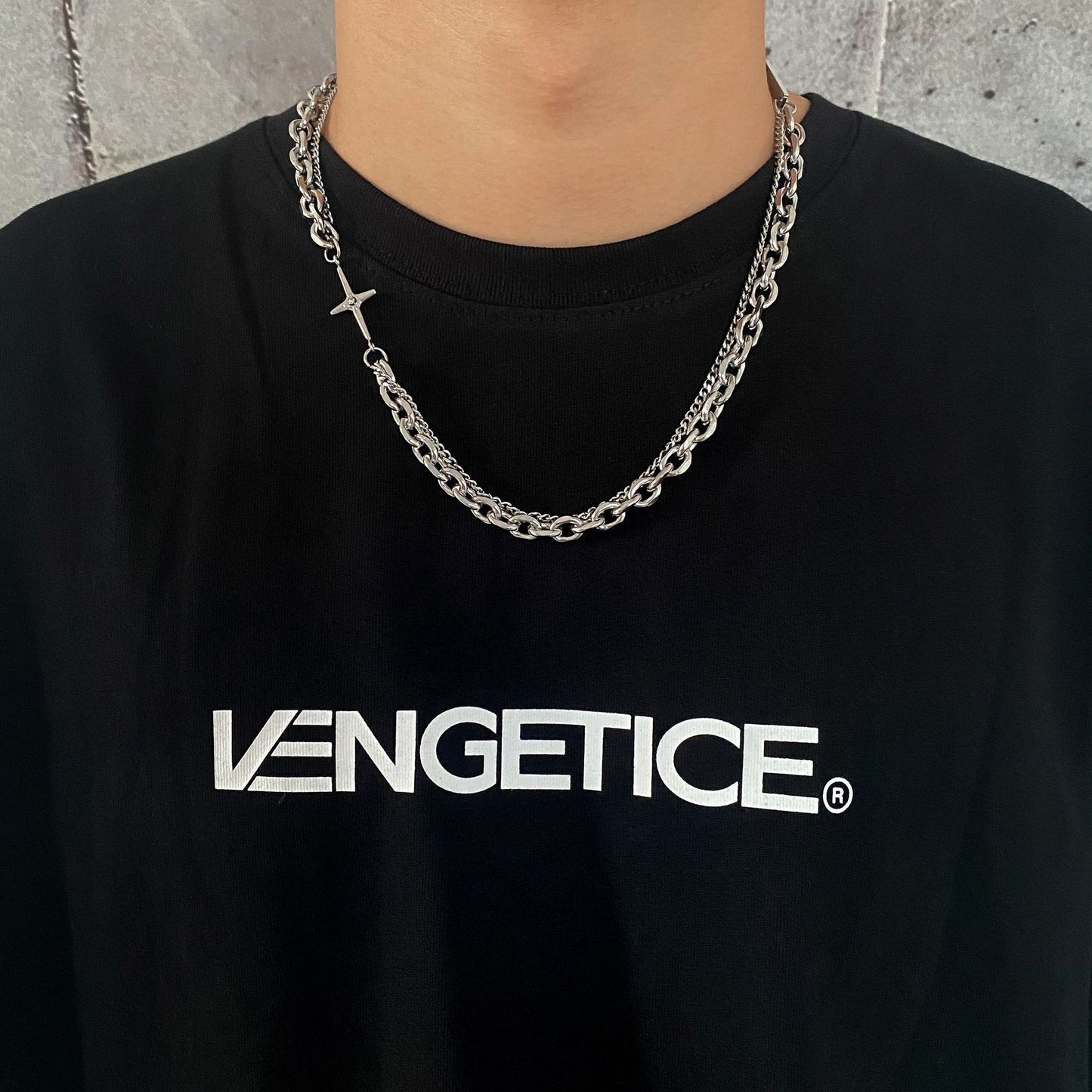 Collar Minimalista de Doble Capa con Cadena de Serpiente, Geométrico, de Acero de Titanio, Bañado, Unisex
