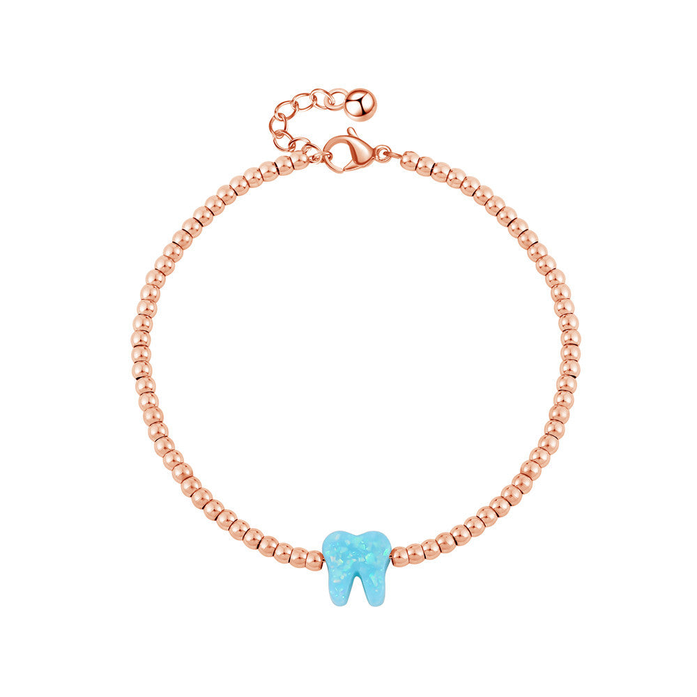 Minimalist Fashionable Gold-Plated Titanium Steel Tooth-Shaped Bracelet for Women with Geometric Design and Elegant Versatile Style