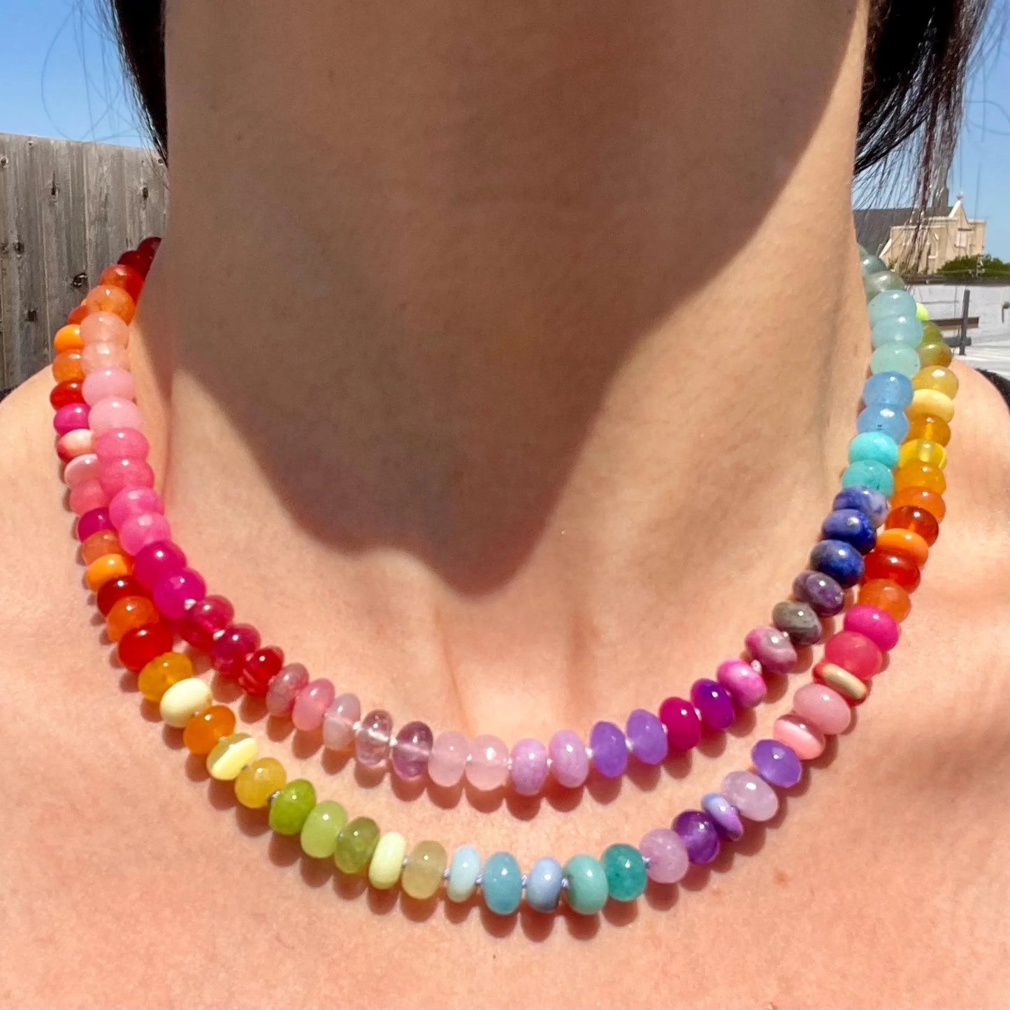 Colorful Geometric Round Pendant Stainless Steel Plated Necklace for Women DIY Charm Bar