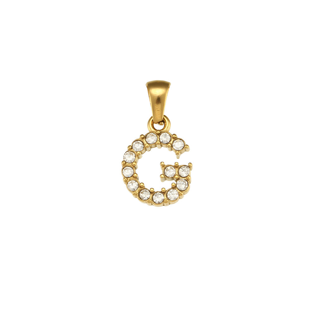 Minimalist Letter Pendant Necklace Stainless Steel with 18K Gold Plating Micro-Pave Zirconia and Pearl Accents