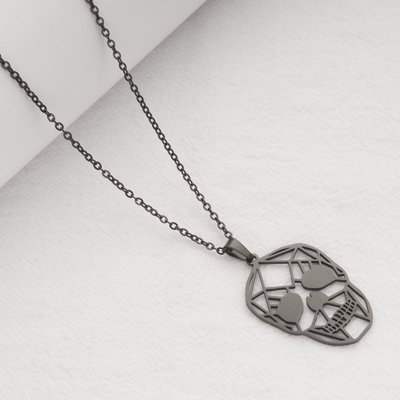 Gothic Hip-Hop Style Hollow Skull Pendant Necklace in Stainless Steel with Titanium Steel Pendant and Plated Finish