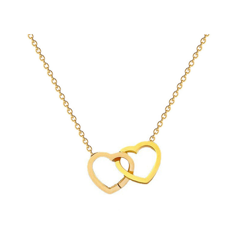 Collar con colgante de corazón geométrico minimalista de acero de titanio, elegante para la oficina